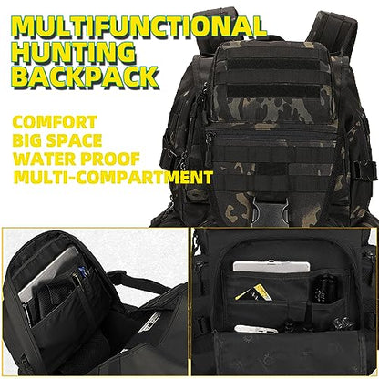 50L Military Tactical Backpack Hiking Waterproof Backpack Large Military Pack 3 Day Assault Pack Molle Bag Rucksack - color: Blackcamo