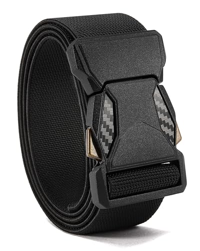 CHAOREN Tactical Belt - 1.5" Work Belt for Military EDC | Quick Release, Stretchy Nylon, Zinc Alloy Buckle, Heavy Duty, Hiking, EMT, EMS - color: Carbon Fiber Black, size: 30"-34" Waist Adjustable