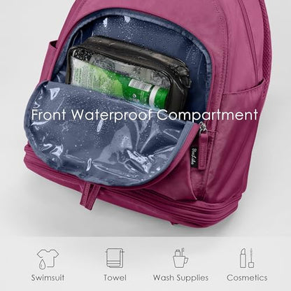 Uselike Gym Backpack for Women Men, Lightweight Gym Bag with Shoe Compartment, Waterproof Workout Backpack with Wet Pocket - color: Rose Red