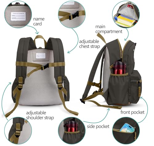 atgark Toddler Backpack for Boys 2-5: Preschool Kindergarten Backpack - 13" Daycare Backpack Fit A4 Folder - color: Olives, style: Ages 2-5 (13" H Fit A4 Folder)