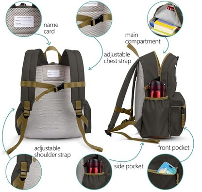atgark Toddler Backpack for Boys 2-5: Preschool Kindergarten Backpack - 13" Daycare Backpack Fit A4 Folder - color: Olives, style: Ages 2-5 (13" H Fit A4 Folder)