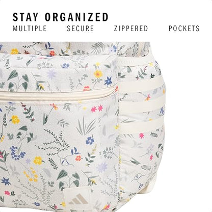 adidas Classic 3-Stripe Backpack for Laptop, School and Travel, 28L - color: Meadow Floral Wonder White/Wonder White/5.0