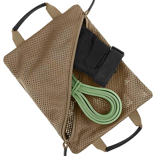 PETAC GEAR Tactical Storage Mesh Pouch Set,Insert Modular Utility Admin Pockets,Travel Organizer EDC Bag - color: Coyote Brown