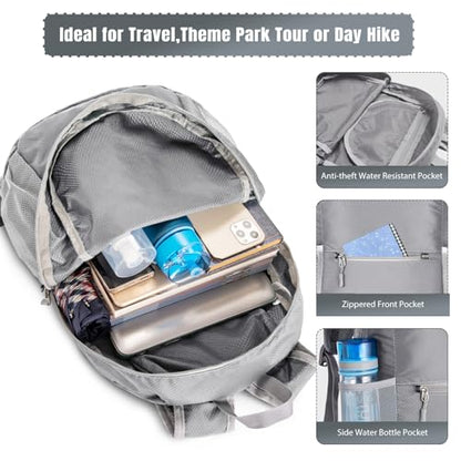 ZOMAKE Ultra Lightweight Hiking Backpack 20L, Packable Small Backpacks Water Resistant Daypack for Women Men(Silver Grey) - color: Silver Grey