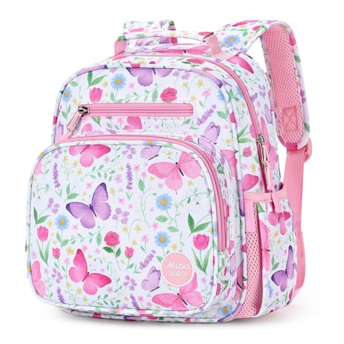 mibasies Toddler Backpacks for Girls 2-4: Little Kid Bookbag for Preschool Prek Daycare - Butterfly Pink - color: Butterfly Pink, style: Toddler-12"h(not Fit Folder)