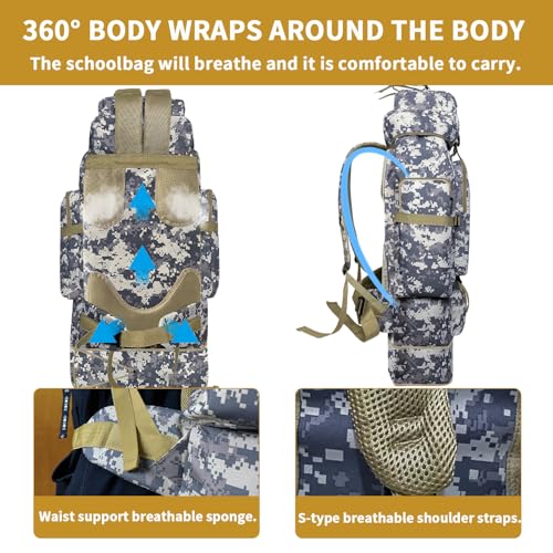 Hiking Backpack, 100L Large Camping Backpack, Expandable Waterproof MOLLE Rucksack, Outdoor Sport Travel Daypack Military Tactical Back pack for Men Women (Camouflage) - color: 100l Camo