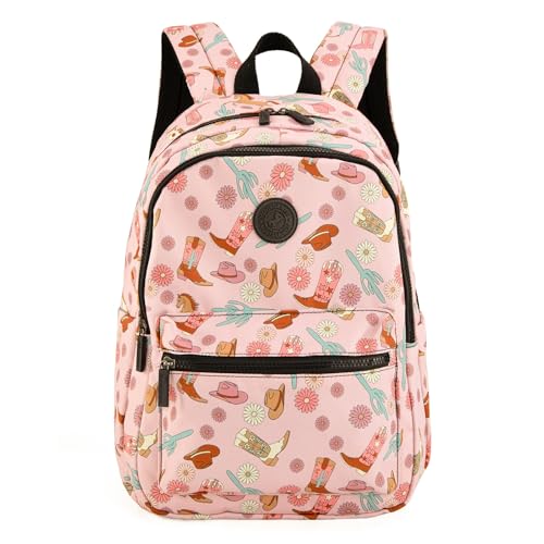 Montana West Backpack for Women Western Travel Backpack Purse Casual Daypack for Laptop College - color: Western Boots Pink