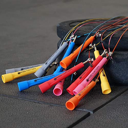 WOD Nation Adjustable Speed Jump Rope For Men, Women & Children - Blazing Fast Fitness Skipping Rope Perfect for Boxing, MMA, Endurance - color: Pink