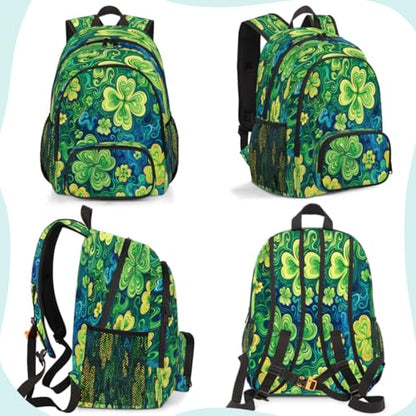 St Patricks Day Laptop Backpack for Women Men, 18.3 Inch Travel Work Backpacks, Lucky Clover Shamrock Waterproof Computer Casual Daypack Nurse Teacher Bags - color: Multicolor 17