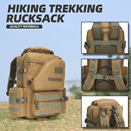 Lovelinks21 Hiking Trekking Rucksack Military Hiking Backpack 3 Day Molle Assault Pack Waterproof EDC Bag for Outdoor - color: Khaki-2
