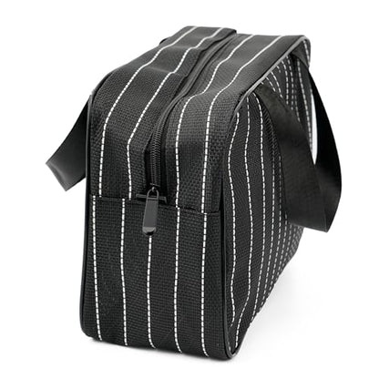 REDSINDA Mesh Shower Caddy Bag for Bathroom Gym Camping Portable Travel Mesh Toiletry Bag for Women Men - color: Large Black with White Stripes