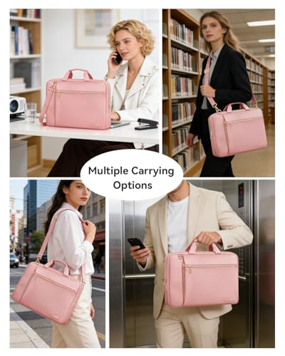 Laptop Case Bag Women Men Computer Sleeve Compatible with MacBook/Dell/HP/Acer/ASUS/LG, Waterproof Shoulder Carrying Briefcase, Pink, 17-17.3 Inch - color: Pink, size: 17.3 inch