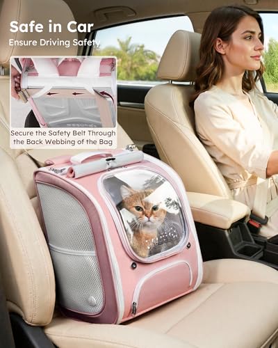 Pecute Cat Backpack Carrier,Large Space Cat Bubble Backpack,Ergonomic,Pink - color: Pink, size: 12.6"L x 10.2"W x 16.5"H