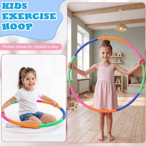Vinsot Toy Hoop Detachable Plastic Hoops Exercise Equipment Toy Adjustable Rings for Sports Party Game Dance Pet Training - color: Tropical Bright Mix
