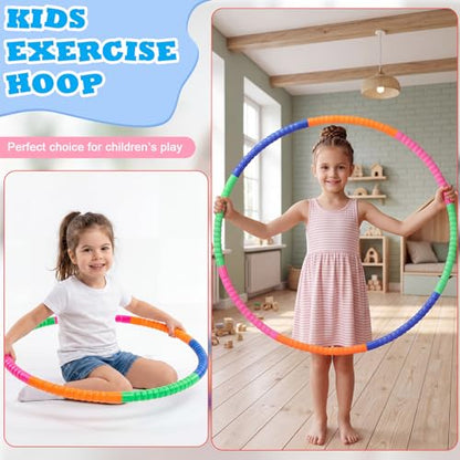 Vinsot Toy Hoop Detachable Plastic Hoops Exercise Equipment Toy Adjustable Rings for Sports Party Game Dance Pet Training - color: Tropical Bright Mix
