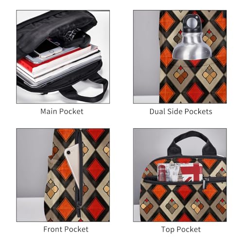 Travel Backpack for Women Men Rhombus Pattern Daypack 15 inch Lightweight Computer Bag Casual Back Pack - color: Rhombus Pattern