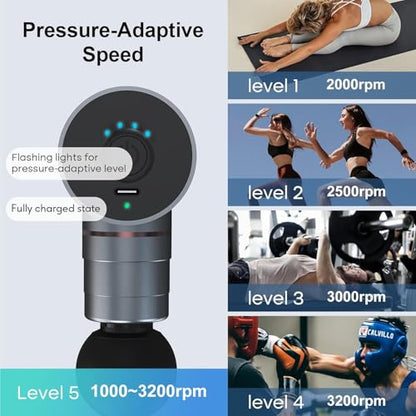 arboleaf Thermacool Massage Gun Deep Tissue with Heat and Cold Head, Full-Metal Electric Portable Hand Held Massager Gun for Back, Body Sore Muscles, Pain Relief - color: Slategray