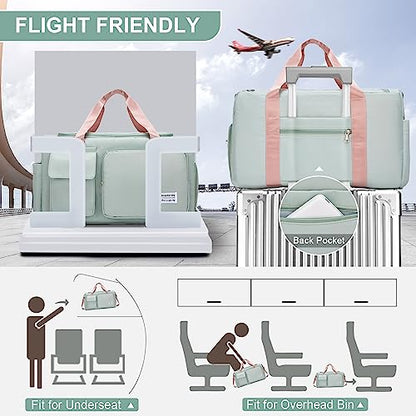 Small Gym Bag for Women, Travel Duffle Bag Carry On Weekender Bag with Shoe Compartment - color: 05#Green, style: Gym Bag&toiletry Bag