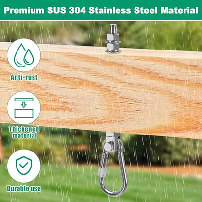 SELEWARE 6Pcs Heavy Duty Swing Hangers, 1500LB Capacity Stainless Steel Swing Set Hooks for Wood/Steel Beam, 7" x M2/5" Porch Swing Hardware for Playground Swing Hammock Chair Yoga Swing Punching Bag - color: 6 Pack Swing Hangers (7" X M2/5" Threaded Rod)