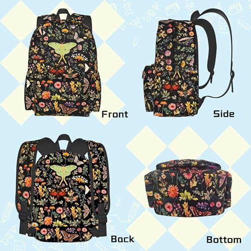 Butterflies Moths Flower Backpack School Bag Lightweight Bookbag Casual Daypack for Girls Boys Kids Women Men Travel Laptop 16 Inch - color: Moths