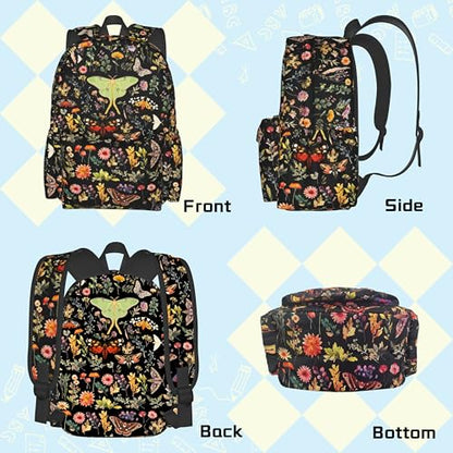 Butterflies Moths Flower Backpack School Bag Lightweight Bookbag Casual Daypack for Girls Boys Kids Women Men Travel Laptop 16 Inch - color: Moths