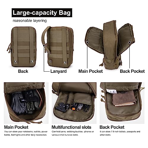 Mardingtop Molle Tactical Utility Pouch, EDC Admin Pouch Bag, Molle Attachment Military Modular Attachment - color: khaki