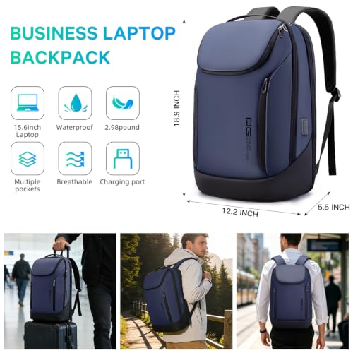 FUTURE AESTHETIC Business Smart Backpack Waterproof fit 15.6 Inch Laptop Backpack with USB Charging Port,Travel Durable Backpack - color: Blue