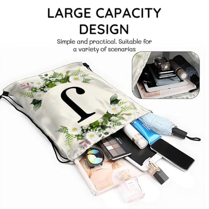 Initial Letter Drawstring Backpack String Sports Gym Bags Waterproof Sackpack Cute for Men Women Beach (13"×17") (Letter-J) - color: Letter-j