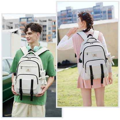 Hidds College Backpack Laptop Backpacks 15.6 Inch for Men Women Elementary Middle High School Book Bag For Teens Girls Boys Student Anti Theft Travel Daypack Large Bookbags-Beige - color: Beige