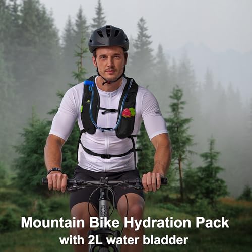 N NEVO RHINO Hydration Backpack, Lightweight Hiking Water Backpack, Hydro Bike Pack with 70 oz 2L Water Bladder, Hydration Daypack for Cycling Rave Mountain - color: Black