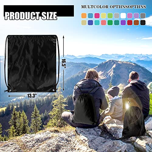 Grneric Drawstring Backpack Bulk 100Pcs Cinch Bag,Polyester Drawstring Bags for Gym Beach Sports Short Trip Party(Black) - color: Black