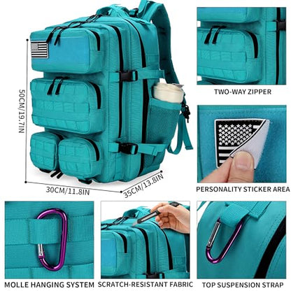 55L Tactical Backpack Heavy Duty Military Rucksack Molle Backpack 3 Day Assault Pack for Work Outdoors - color: Lakeblue