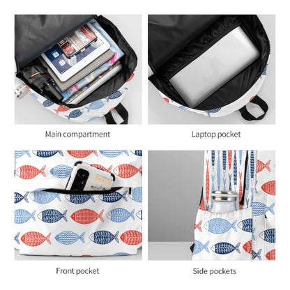 Ocean Fish Backpack School Bag Lightweight Bookbag Casual Daypack for Girls Boys Kids Women Men Travel Laptop 16 Inch - color: Fish