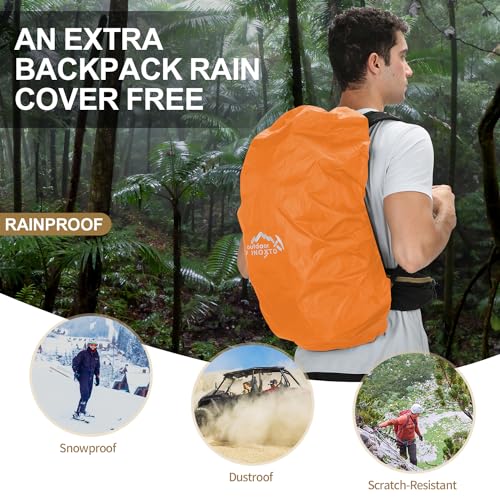 IX INOXTO Hiking Backpack, 26L/40L Waterproof Hiking Daypack with 3L Water Bladder and Rain Cover, Lightweight Travel Camping Backpack for Men Women (Khaki) - color: Khaki
