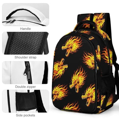 Nurse Teacher Travel Backpack Cool Fire Dragon Art Purse, Cute Laptop Backpack with Tumbler Holder for Women College Work Casual Daypack - color: Pattern (347)