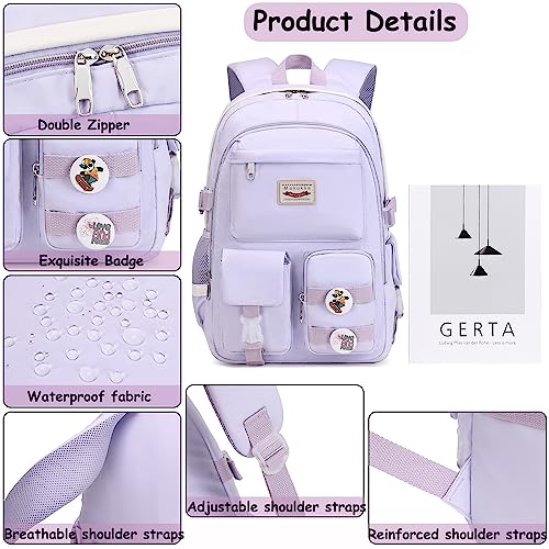 Makukke School Backpacks for Teen Girls - Laptop Backpacks 15.6 Inch College Cute Bookbag Anti Theft Women Casual Daypack,Purple Backpack - color: A-purple