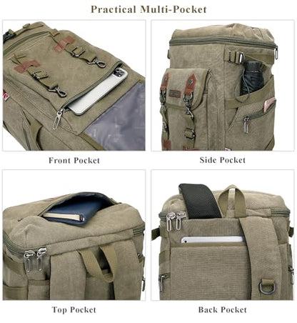 WITZMAN Travel Backpack for Men Women Carry-on Airline Approved - color: Army Green