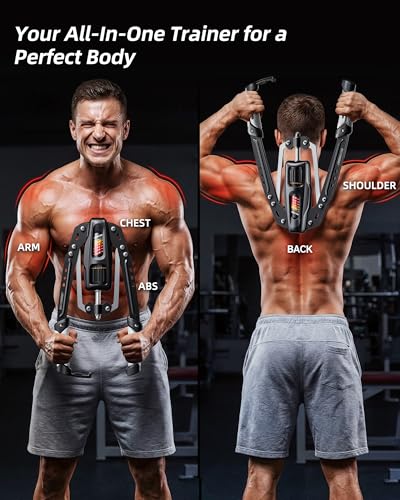 EAST MOUNT Twister Arm Exerciser, Adjustable Hydraulic Resistance 22–440 lbs, Arm Chest & Shoulder Strength Trainer for Home Workouts, Upper Body Muscle Builder, Fitness Training Equipment - color: Grey