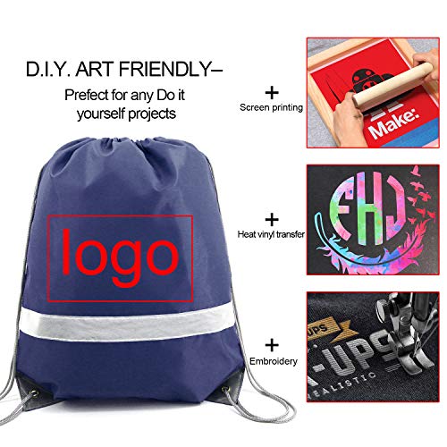 BeeGreen 20 Pieces Navy Blue Drawstring Backpack Bags Wholesale, Reflective String Bag DIY for Women and Men - color: Reflective Navy-s