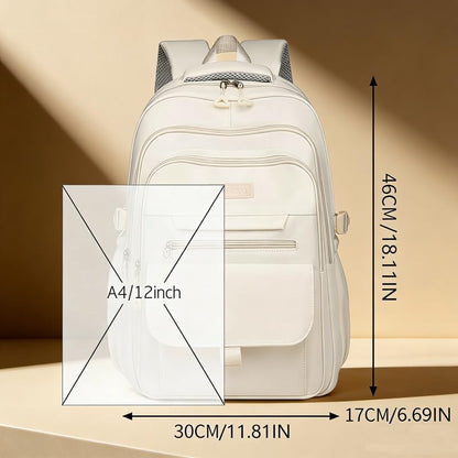 School Cute Aesthetic Backpack Girls Backpack for Students Kids Teen Girls Large Capacity Bookbags College Backpacks Laptop Lightweight Bookbag Casual Travel Daypacks School Bag（White） - color: White