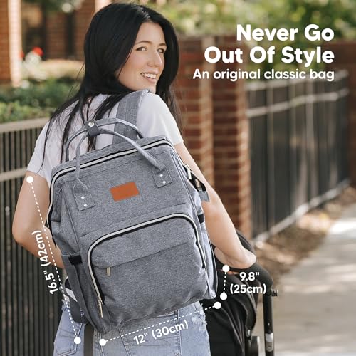 KeaBabies Baby Diaper Bag Backpack - Large Baby Bag for Boys, Girls, Waterproof Multi Function Travel Diaper Backpack with Changing Pad, Durable Travel Essentials for Moms and Dads (Classic Gray) - color: Classic Gray