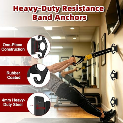 Resistance Band Wall Anchor Kit, Wall Mount Training Anchor System for Resistance Bands, Exercise Bands, Home Gym Workout & Physical Therapy Strength Training - size: Standard