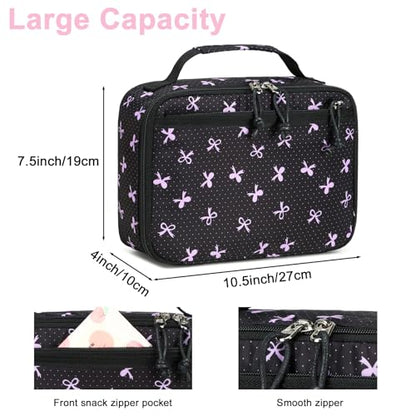 LEDAOU Lunch Box Kids Insulated Lunch Bag Girls Boys Toddler Reusable Lunchbox for School Picnic Hiking (Purple Bow) - color: Purple Bow