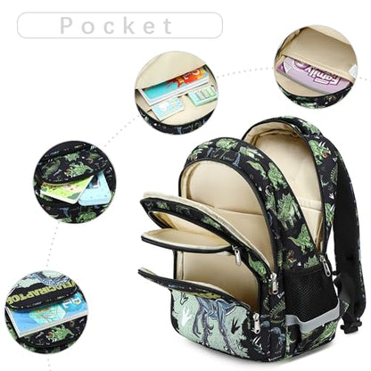 abshoo Cute Dinosaur School Backpack For Boys Elementary Kindergarten Kids School Bag (Dinosaur Black C) - color: Dinosaur Black C