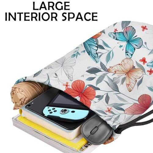 Drawstring Backpack Draw String Bag Sports Gym Bags Waterproof Cute Aesthetic Sackpack for Women(13"×17")-Butterfly 2 - color: Z46-butterfly 2