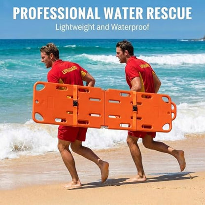 Spine Board Stretcher, Portable Emergency Rescue Stretcher, Folding Plastic Stretcher, Patient Transport Medical Stretcher Fire Rescue Stretcher, for Hospitals/Clinics/Families/Sports Fields 4folds