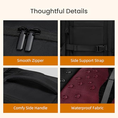 LOVEVOOK Travel Carry on Backpack for Men Women,Expandable 40L Extra Large Travel Laptop Backpack,Water Resistant Durable TSA Airline Approved Business College Carry on Bag Fit 17 Inch Computer,3 Pcs - color: Black-red, size: 40L-3Pcs