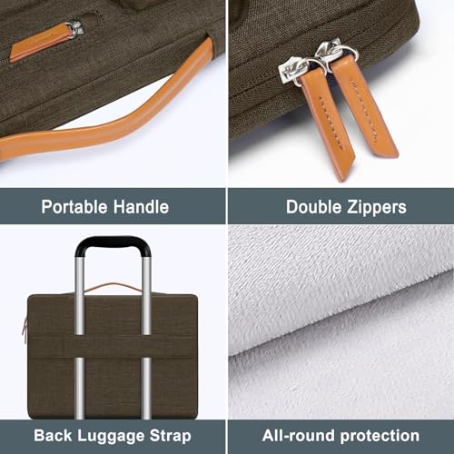 MOSISO 360 Protective Laptop Case 17.3 inch, 17-17.3 inch Laptop Sleeve Compatible with Dell, HP, Lenovo, Asus, Acer, Alienware, Side Open Carrying Case with 4 Zipper Pockets&Handle, Carob Brown - color: Carob Brown, size: 17.3 inch