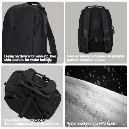 RAINS Clip Front Backpack - Waterproof Slim Travel Laptop Bag, 5.5 Gallon - color: Dark Grey