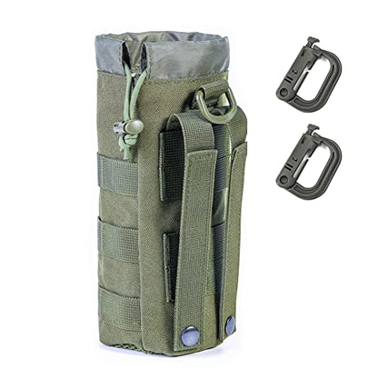 Upgraded Sports Water Bottles Pouch Bag, Tactical Drawstring Molle Water Bottle Holder Tactical Pouches, Travel Mesh Water Bottle Bag Tactical Hydration Carrier - color: Army-1Pack